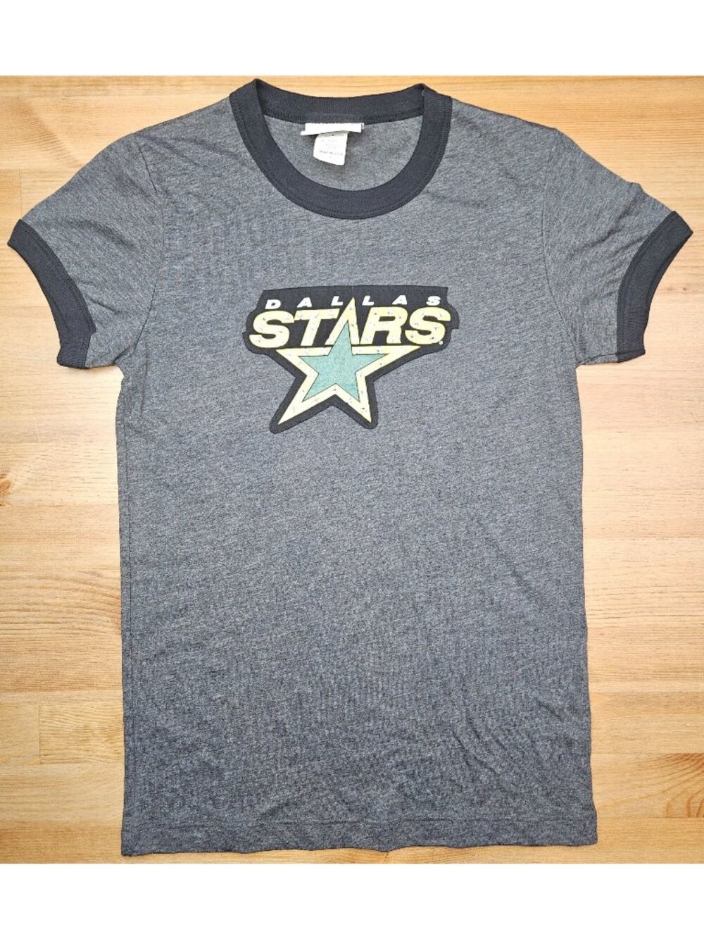 Dallas Stars Gray Ringer Girls T-Shirt Majestic Threads Large